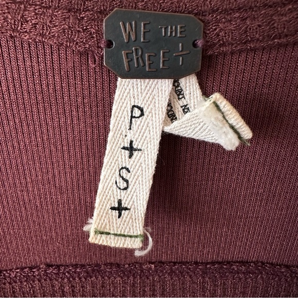 Free People Shirt Womens S Brown Venture Thermal Hi Low Hem Oversized Boho - Picture 10 of 11